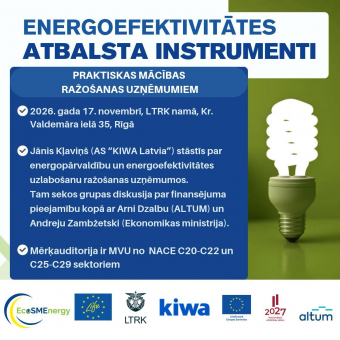 1711 seminārs MVU ražošanas uzņēmumiem Energoefektivitātes uzlabošana un finanšu atbalsta instrumenti