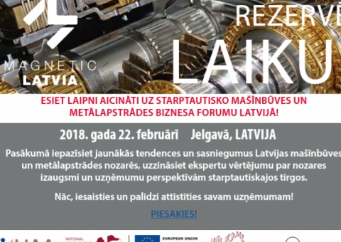 Starptautiskais Mašīnbūves un metālapstrādes biznesa forums Jelgavā 22 februārī
