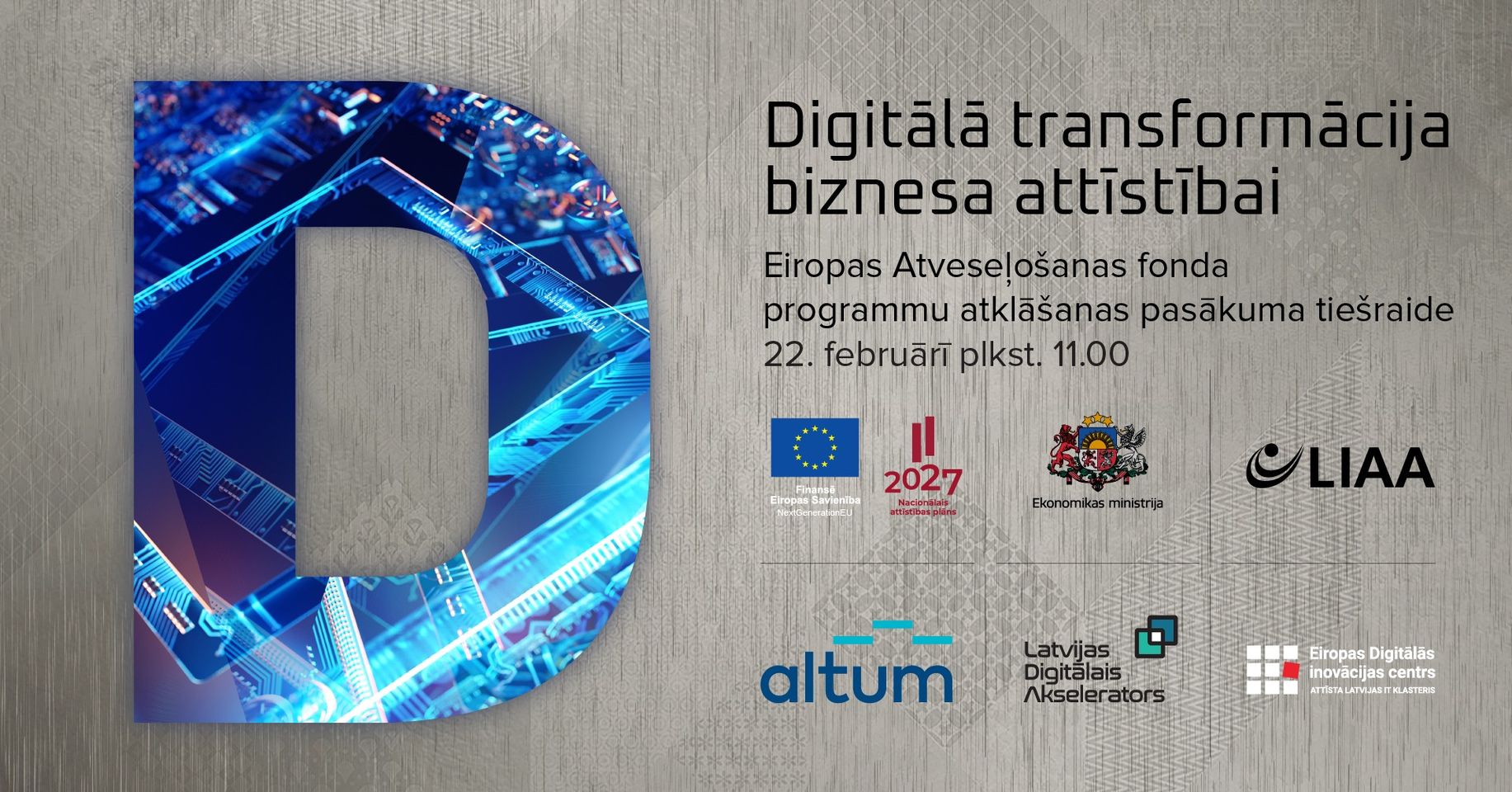 220223 atklāšanas pasākums tiešsaistē Digitālā transformācija biznesa attīstībai EDIC