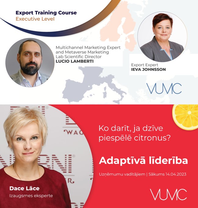 LU BVEF aicina pieteikt dalību divos viņu organizētajos mācību kursos  Export Training Course Executive Level sākums aprīlī un Adaptīvā līderība sākums jau 1404